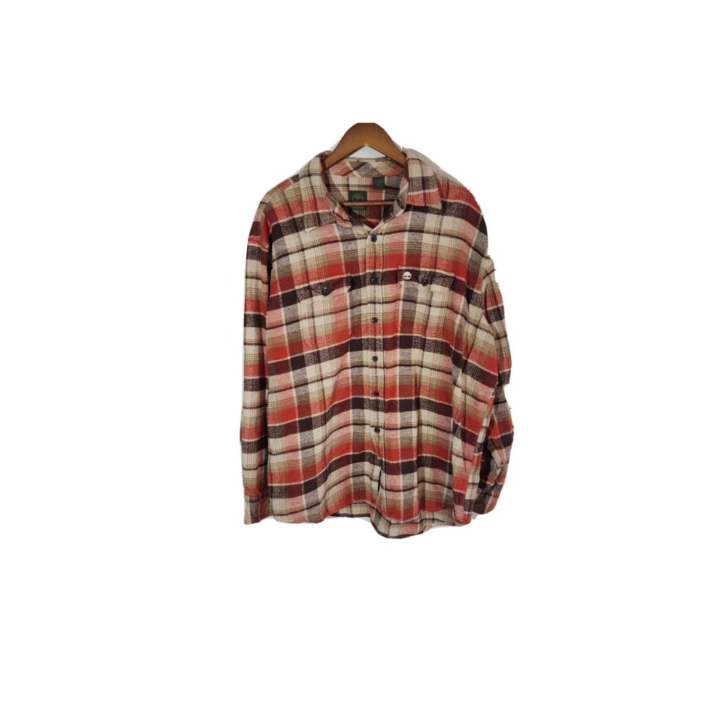 Timberland Lumberjack Plaid Heavy Flannel Long Sleeve Shirt y2k  2XL    bin18‎